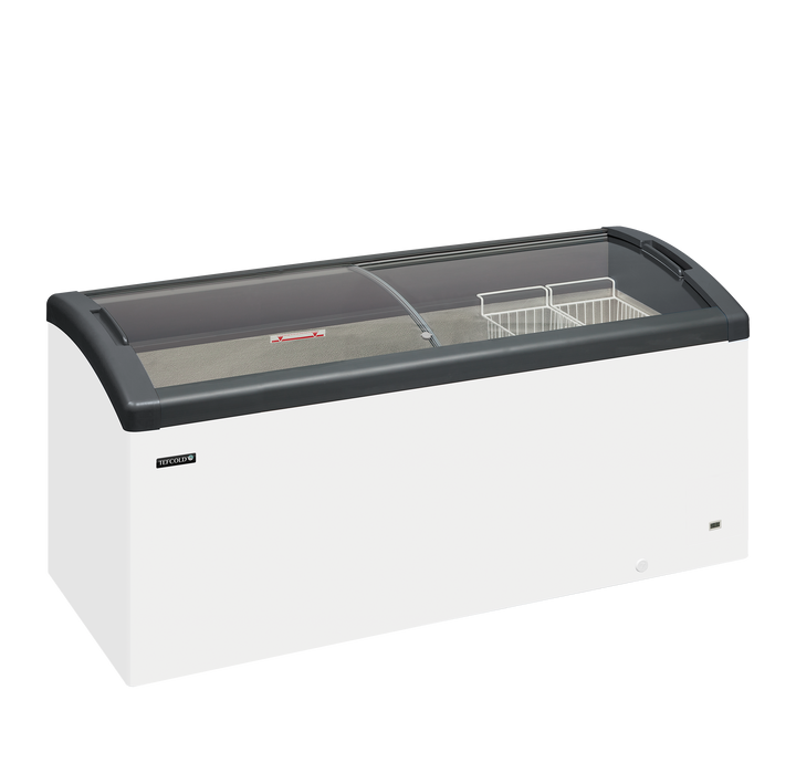 Sliding Curved Glass Lid Chest Freezer - FOCUS 171 GREY