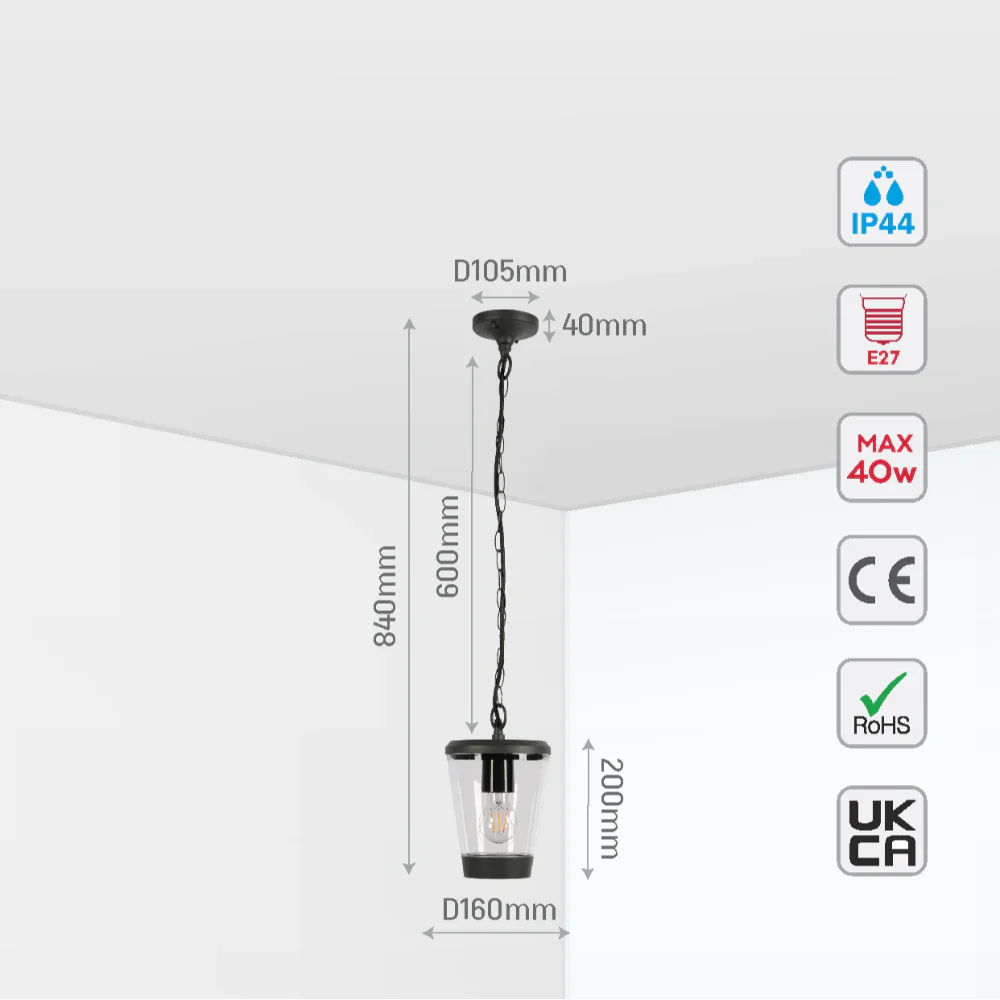 Cavado Outdoor Pendant Lamp E27 Dark Grey 5