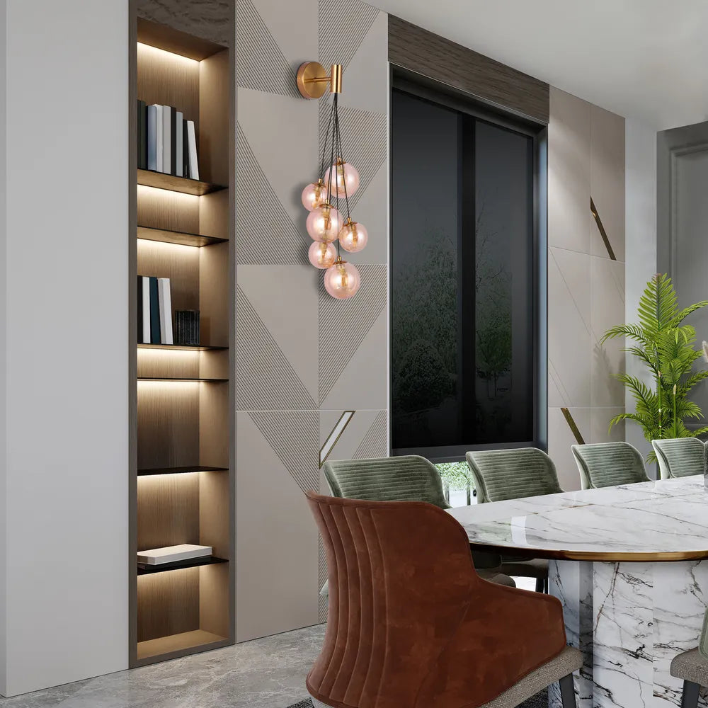 Glass Wall Light TEKLED Celestial Cascade Wall Light-Amber-151-20056