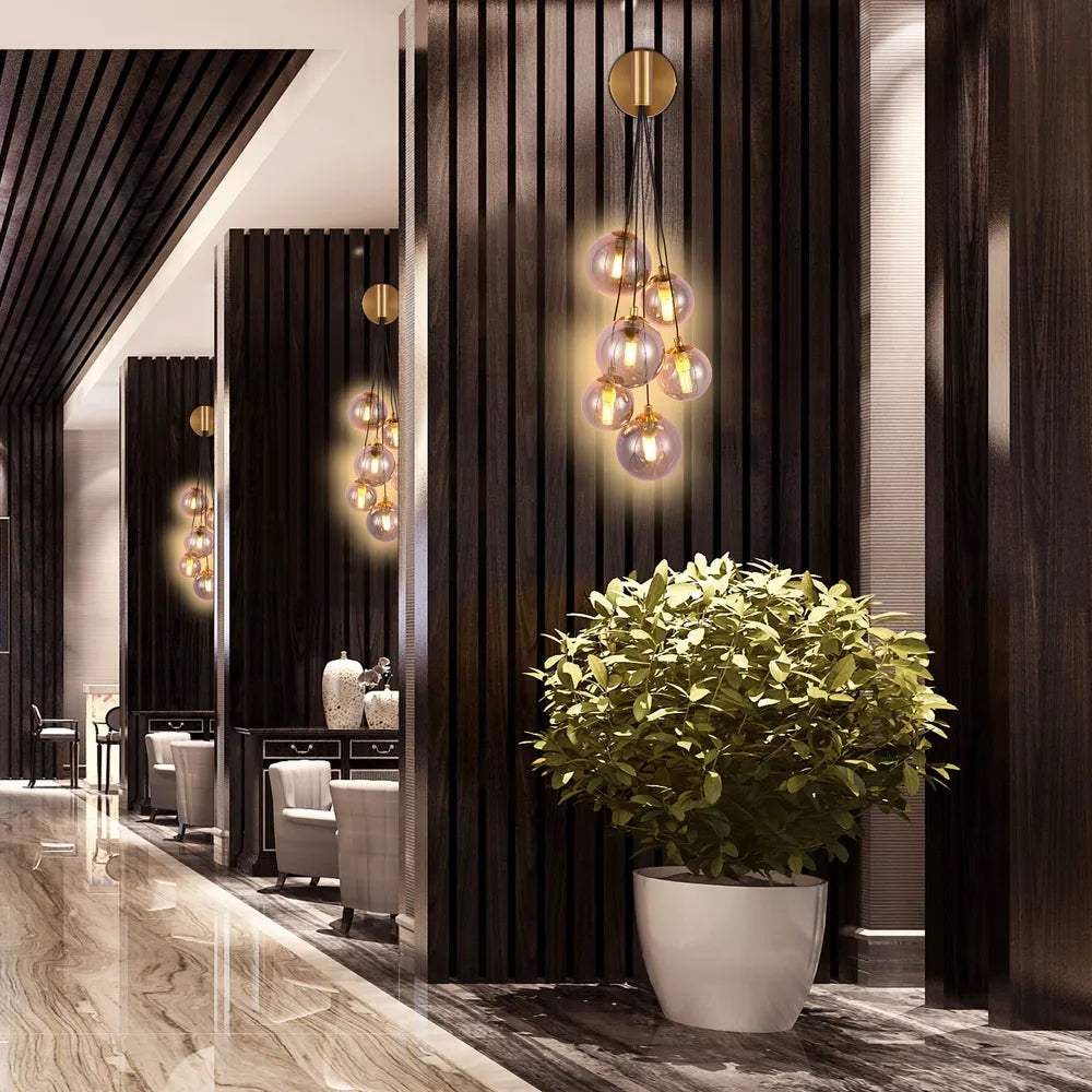 Glass Wall Light TEKLED Celestial Cascade Wall Light-Smoky-151-20058