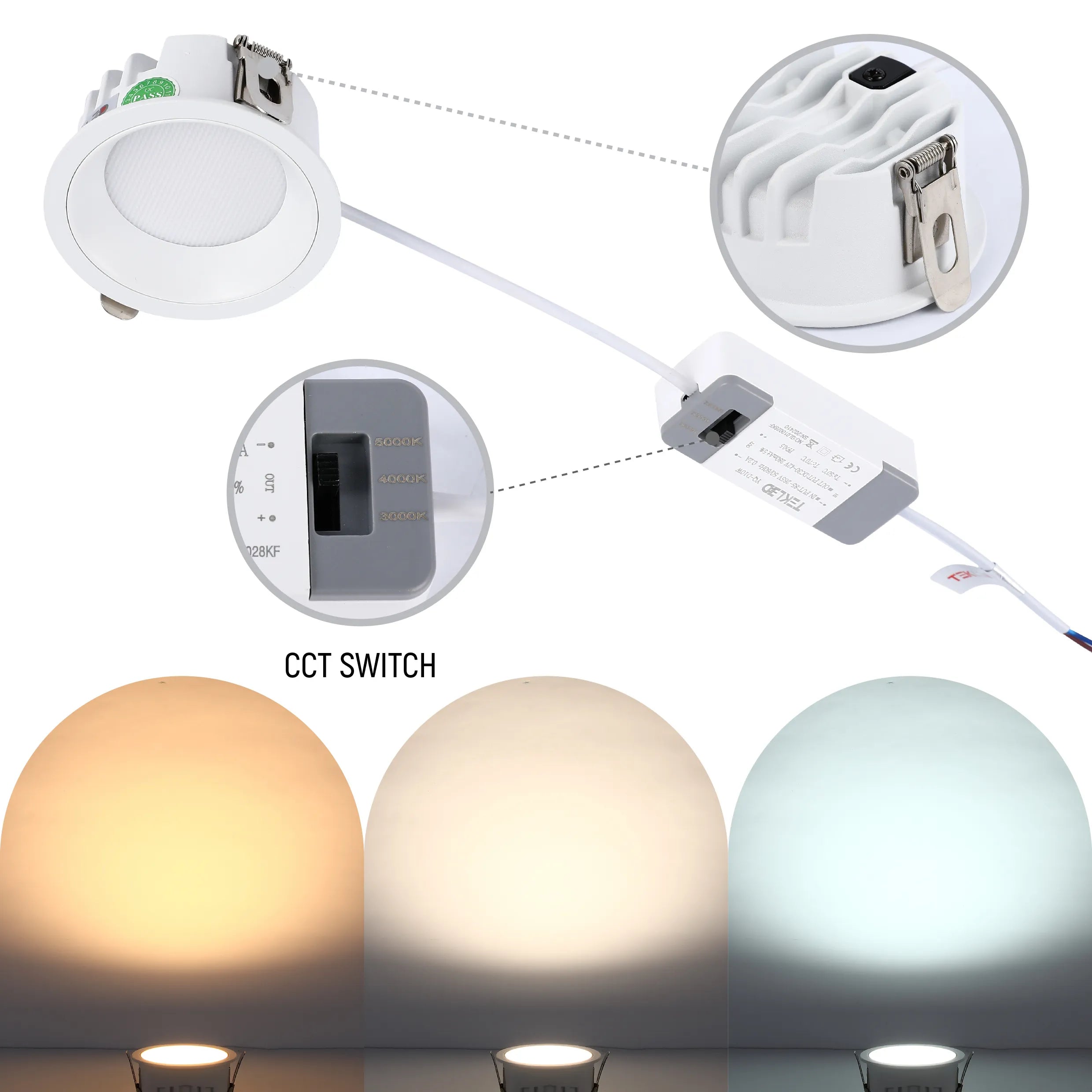 Circular Recessed LED Downlight - Black & White - Multiple Sizes