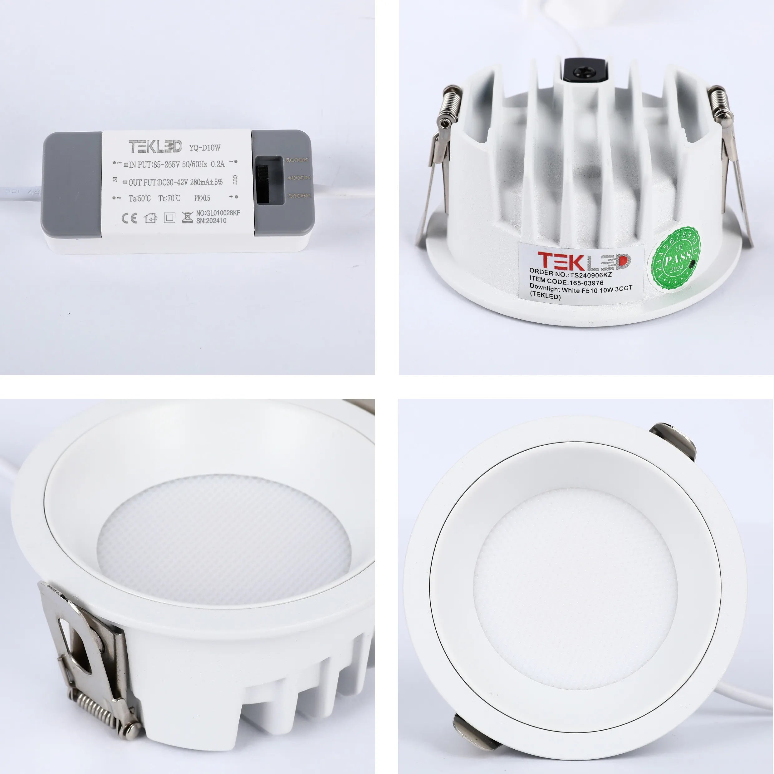 Circular Recessed LED Downlight - Black & White - Multiple Sizes