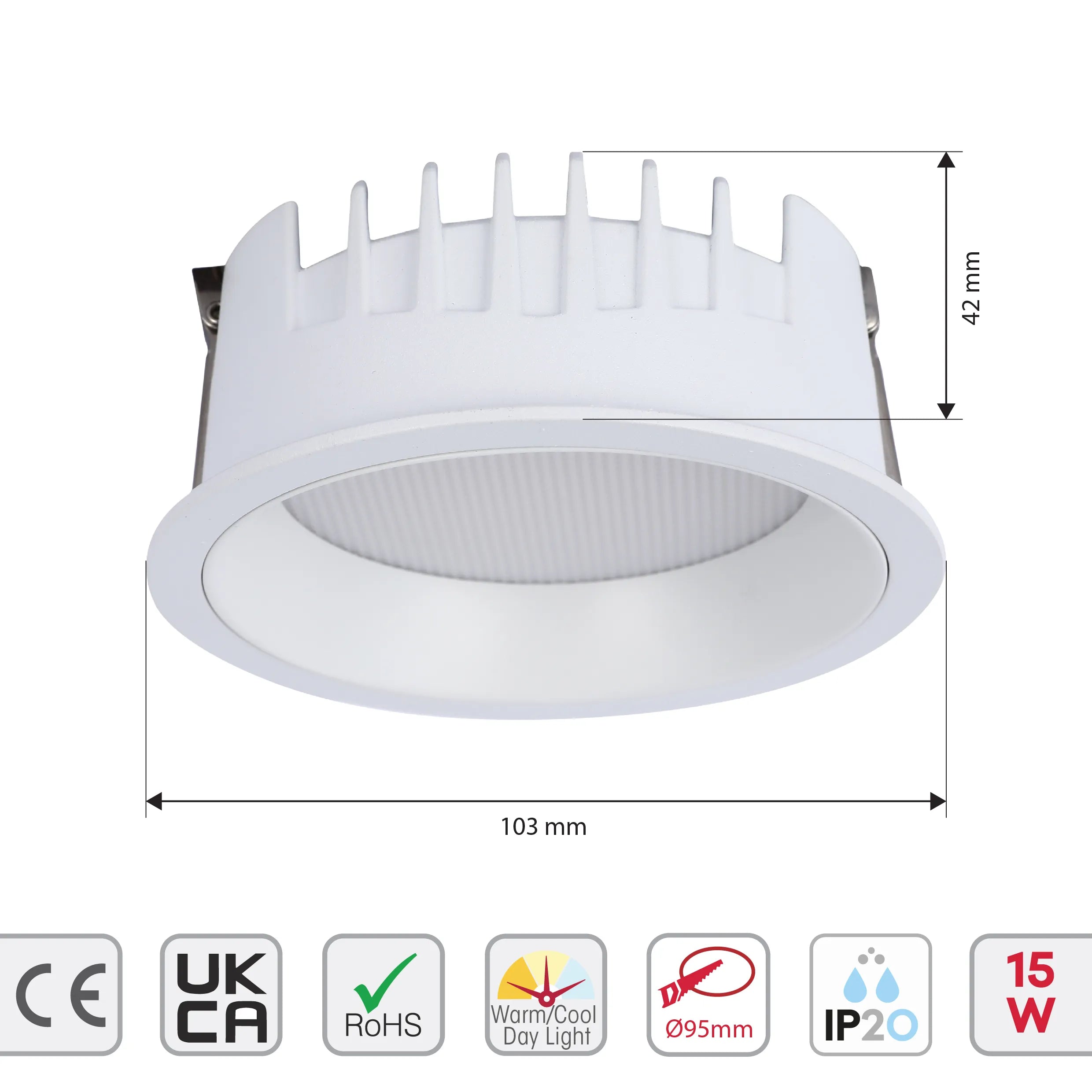 Circular Recessed LED Downlight - Black & White - Multiple Sizes