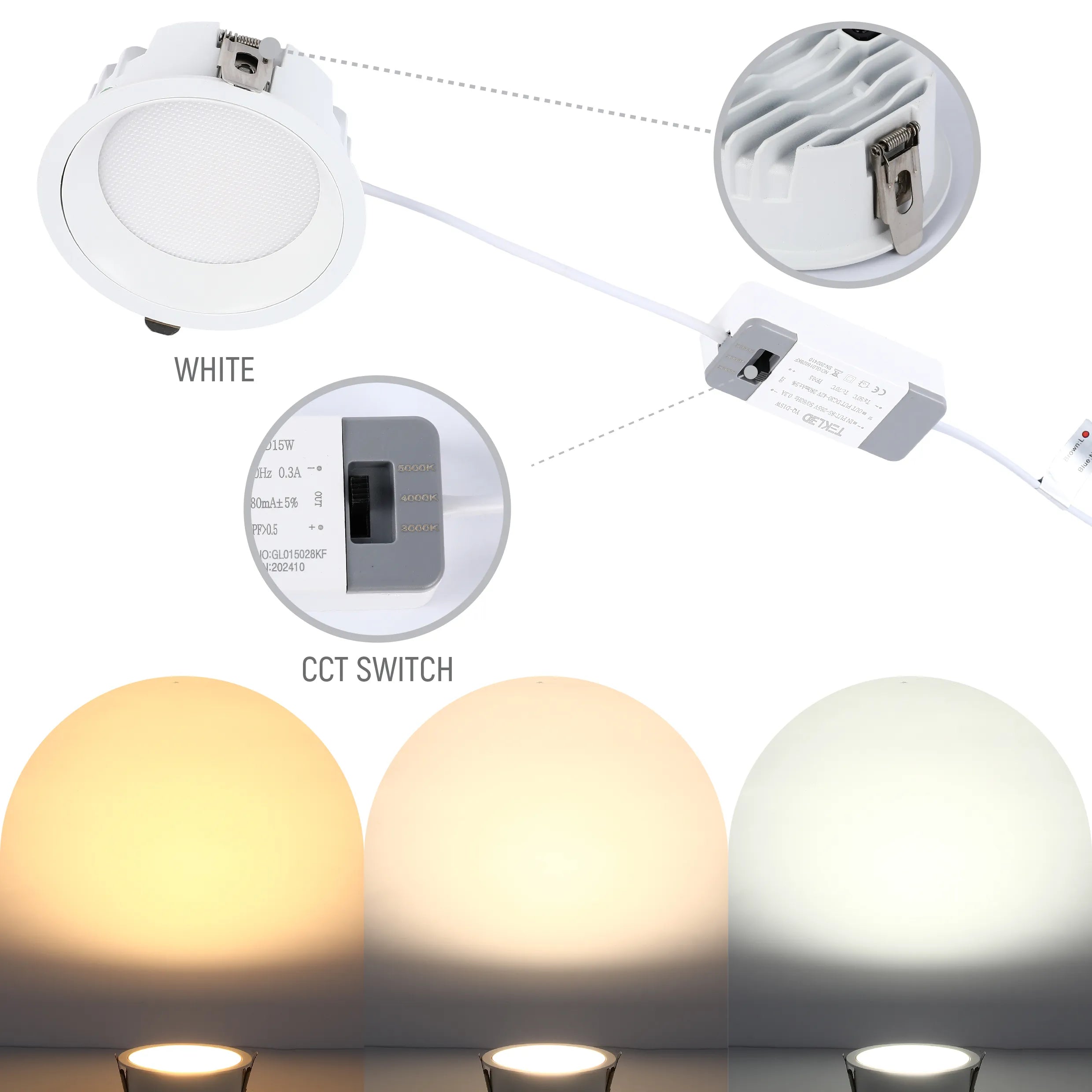 Circular Recessed LED Downlight - Black & White - Multiple Sizes