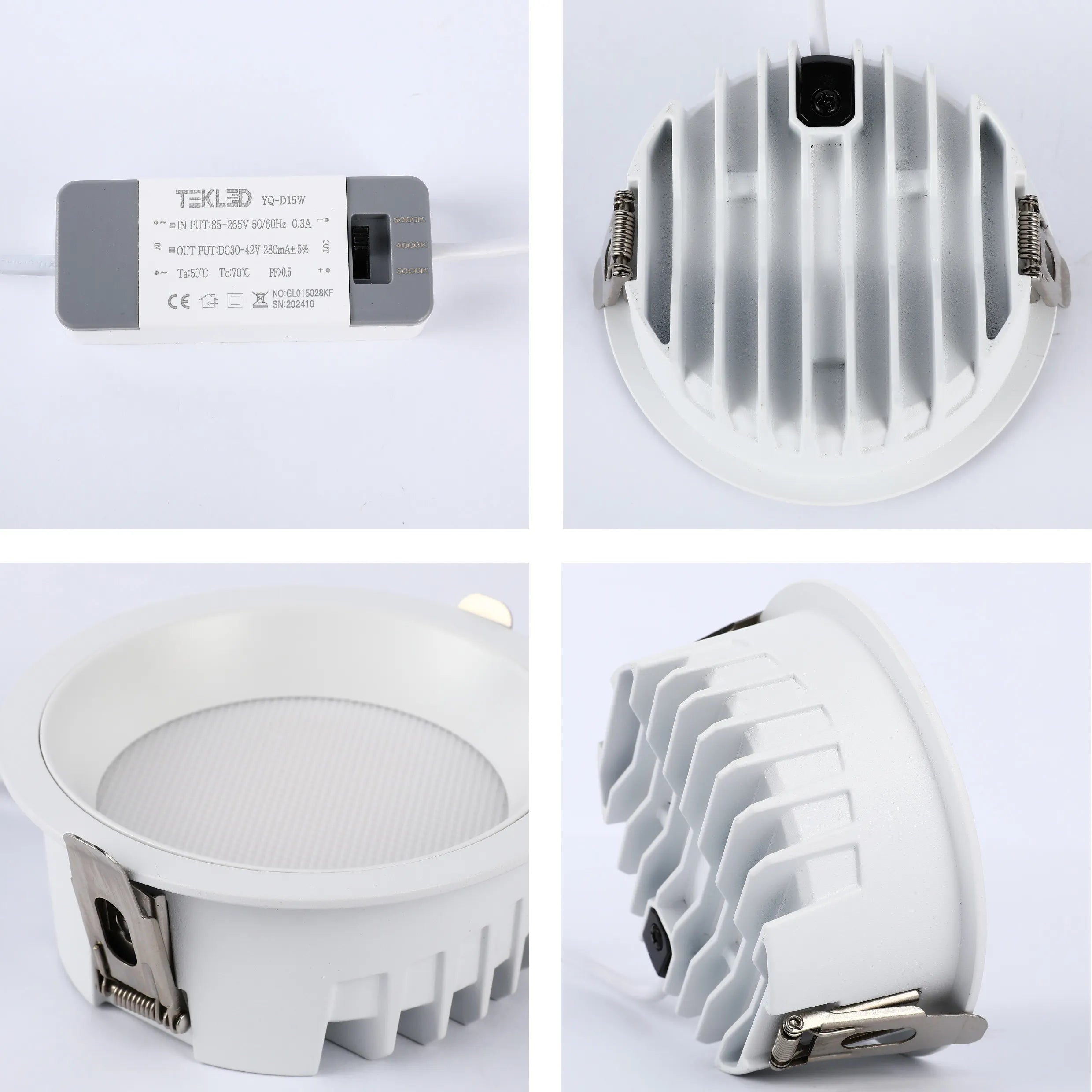 Circular Recessed LED Downlight - Black & White - Multiple Sizes