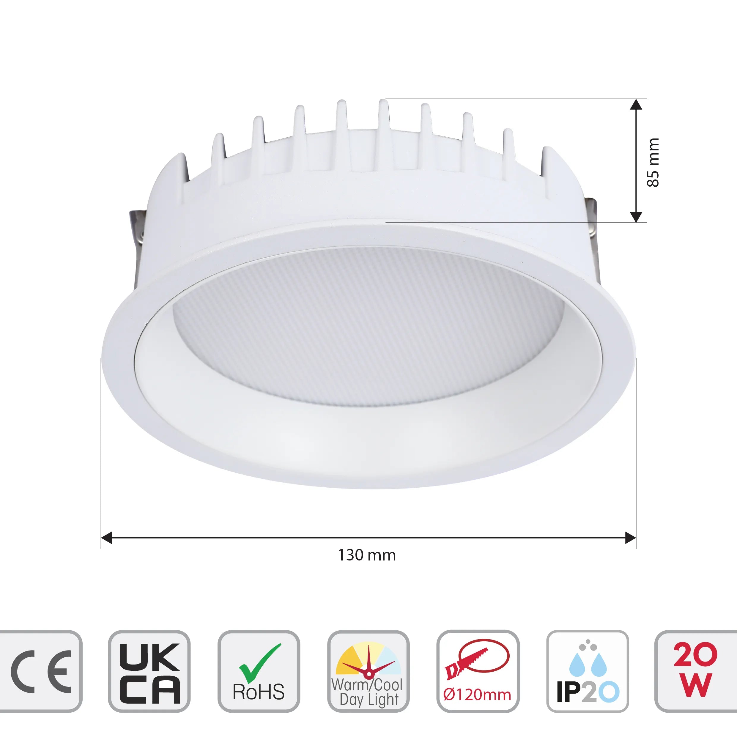 Circular Recessed LED Downlight - Black & White - Multiple Sizes