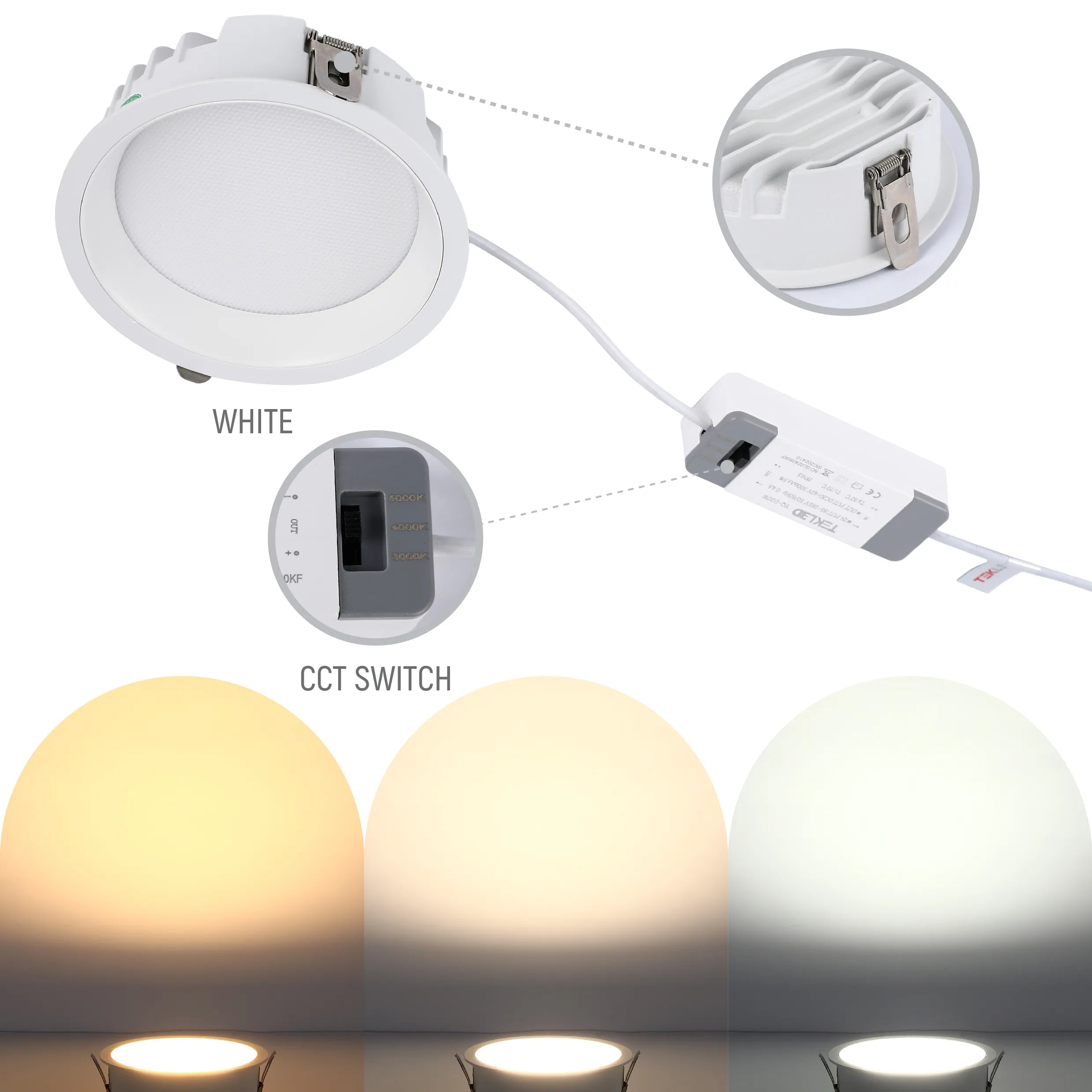 Circular Recessed LED Downlight - Black & White - Multiple Sizes