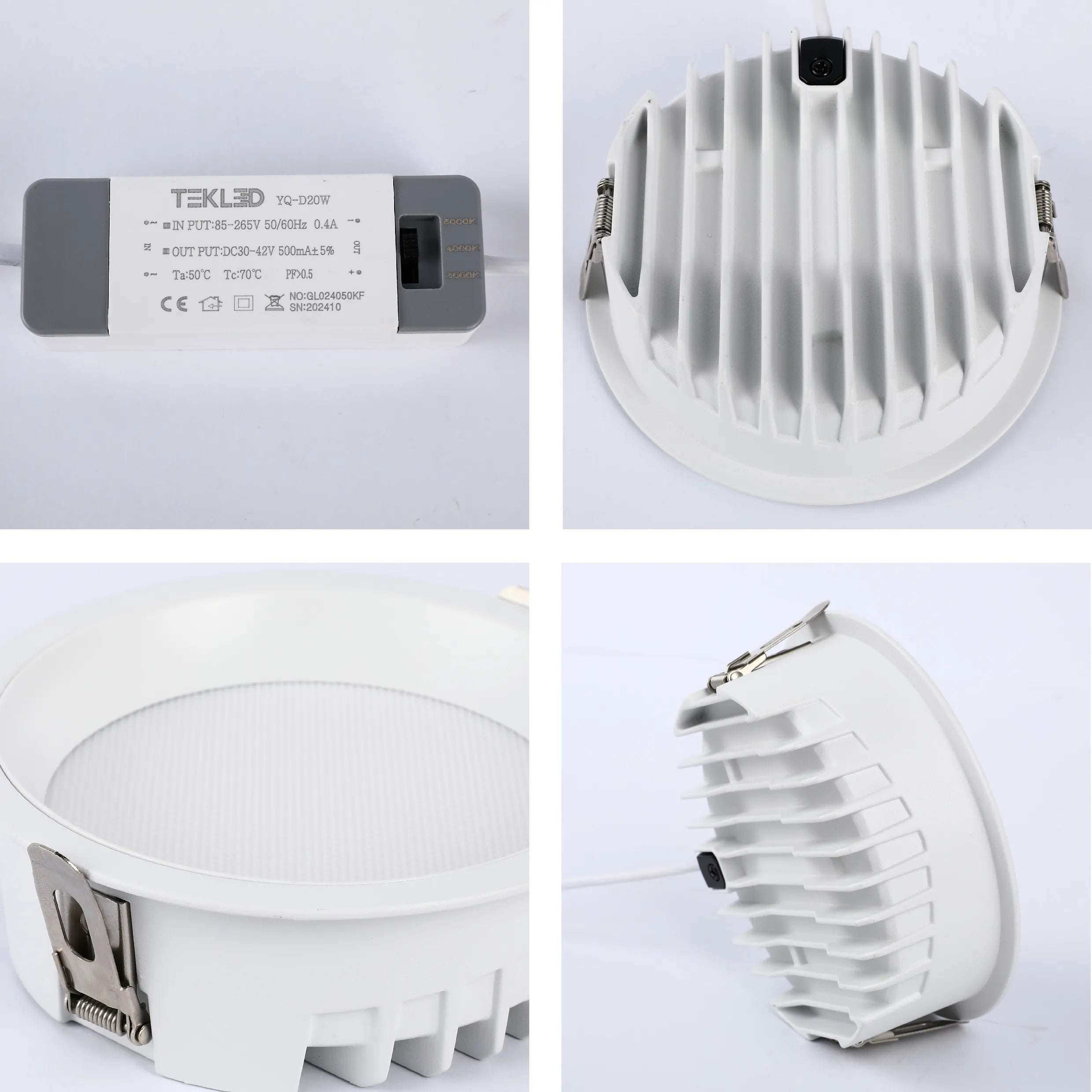 Circular Recessed LED Downlight - Black & White - Multiple Sizes