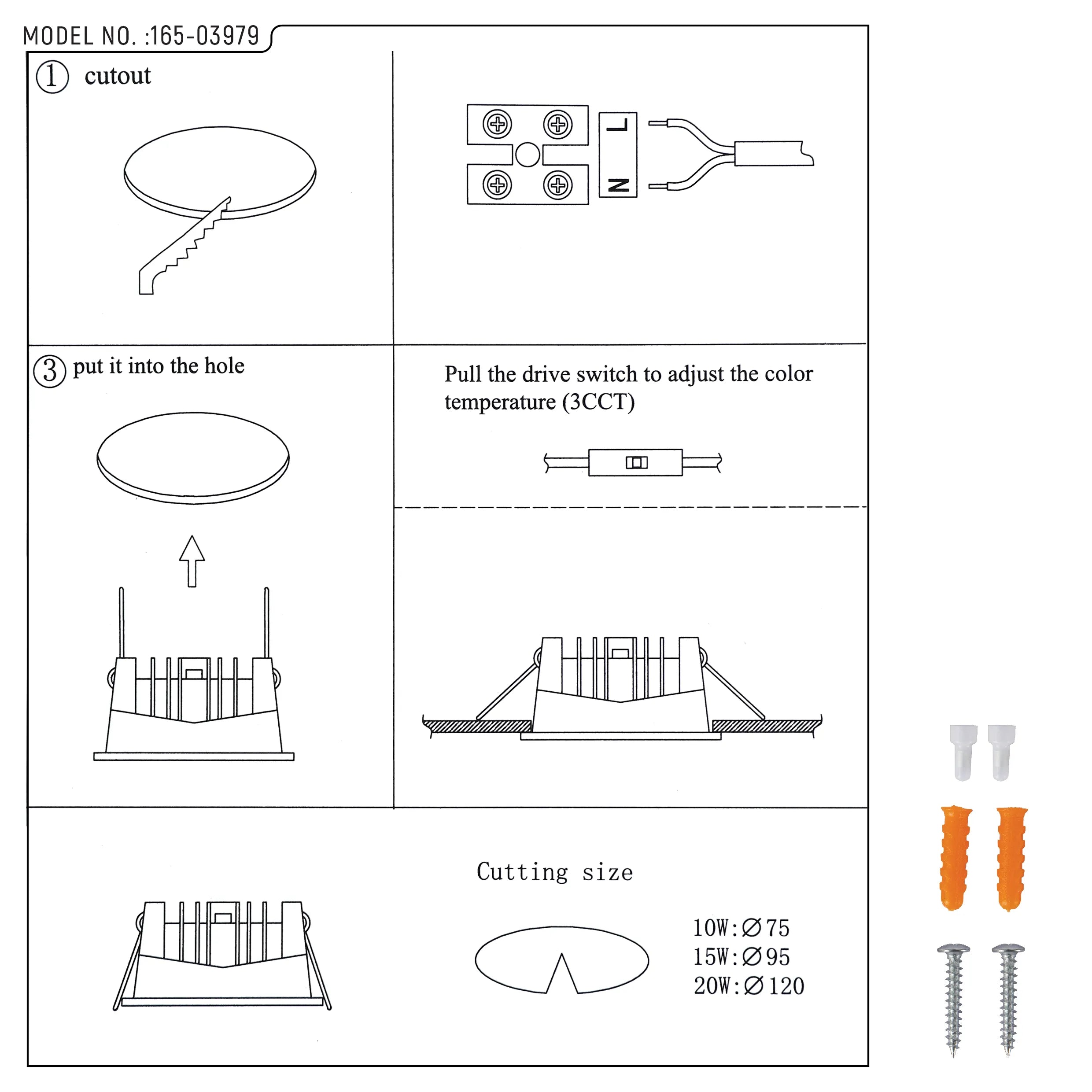 Circular Recessed LED Downlight - Black & White - Multiple Sizes