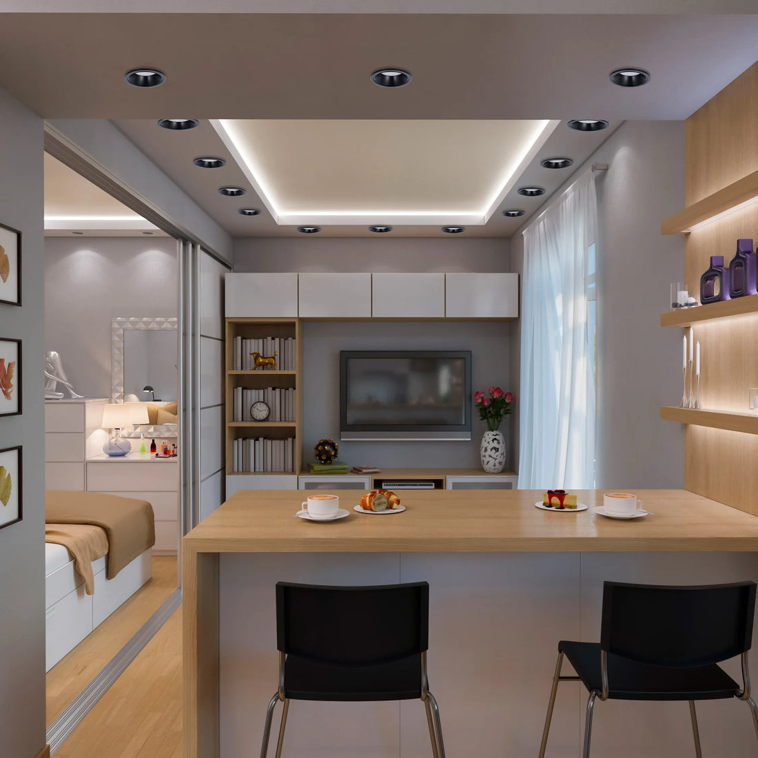 Circular Recessed LED Downlight - Black & White - Multiple Sizes