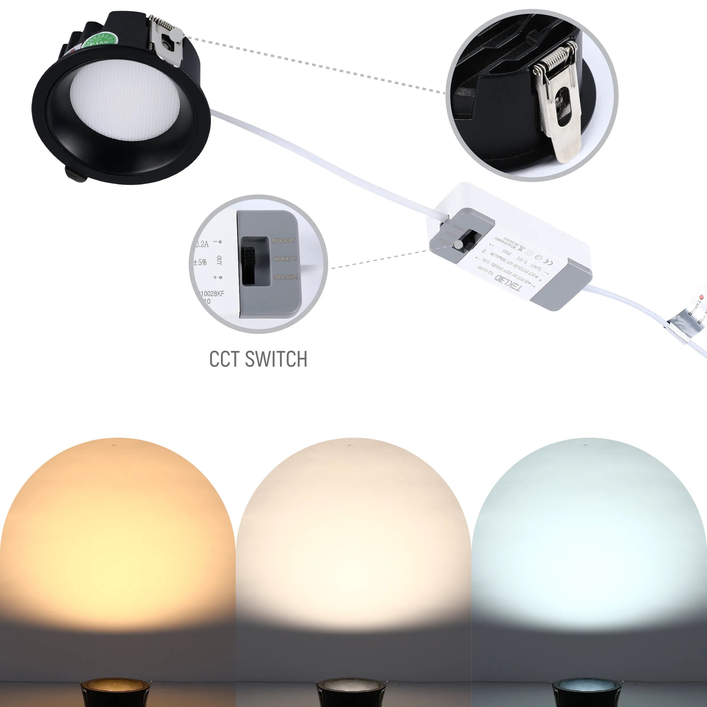 Circular Recessed LED Downlight - Black & White - Multiple Sizes