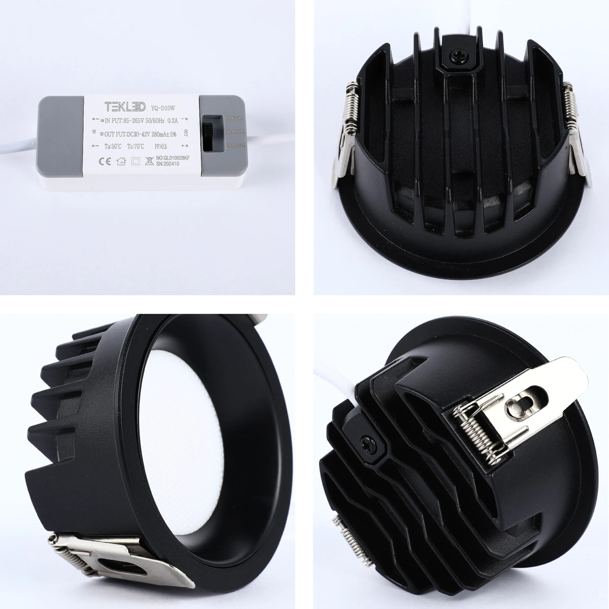 Circular Recessed LED Downlight - Black & White - Multiple Sizes