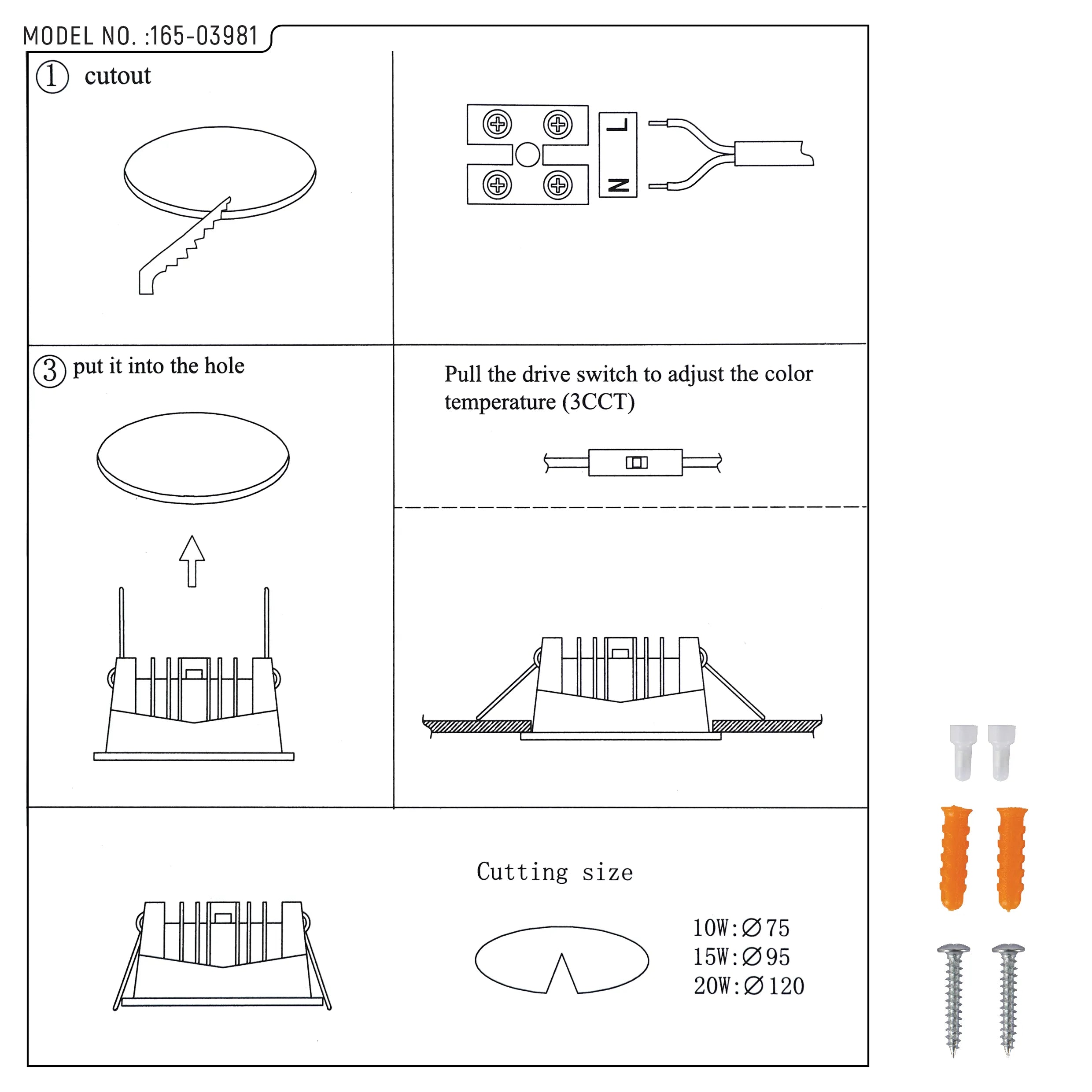 Circular Recessed LED Downlight - Black & White - Multiple Sizes