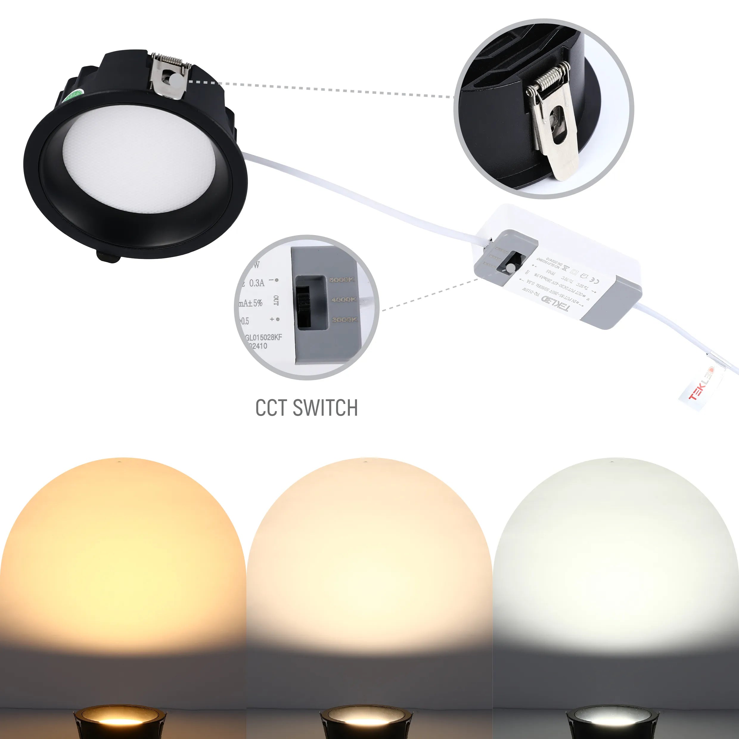 Circular Recessed LED Downlight - Black & White - Multiple Sizes