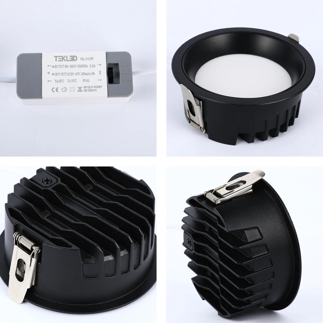 Circular Recessed LED Downlight - Black & White - Multiple Sizes