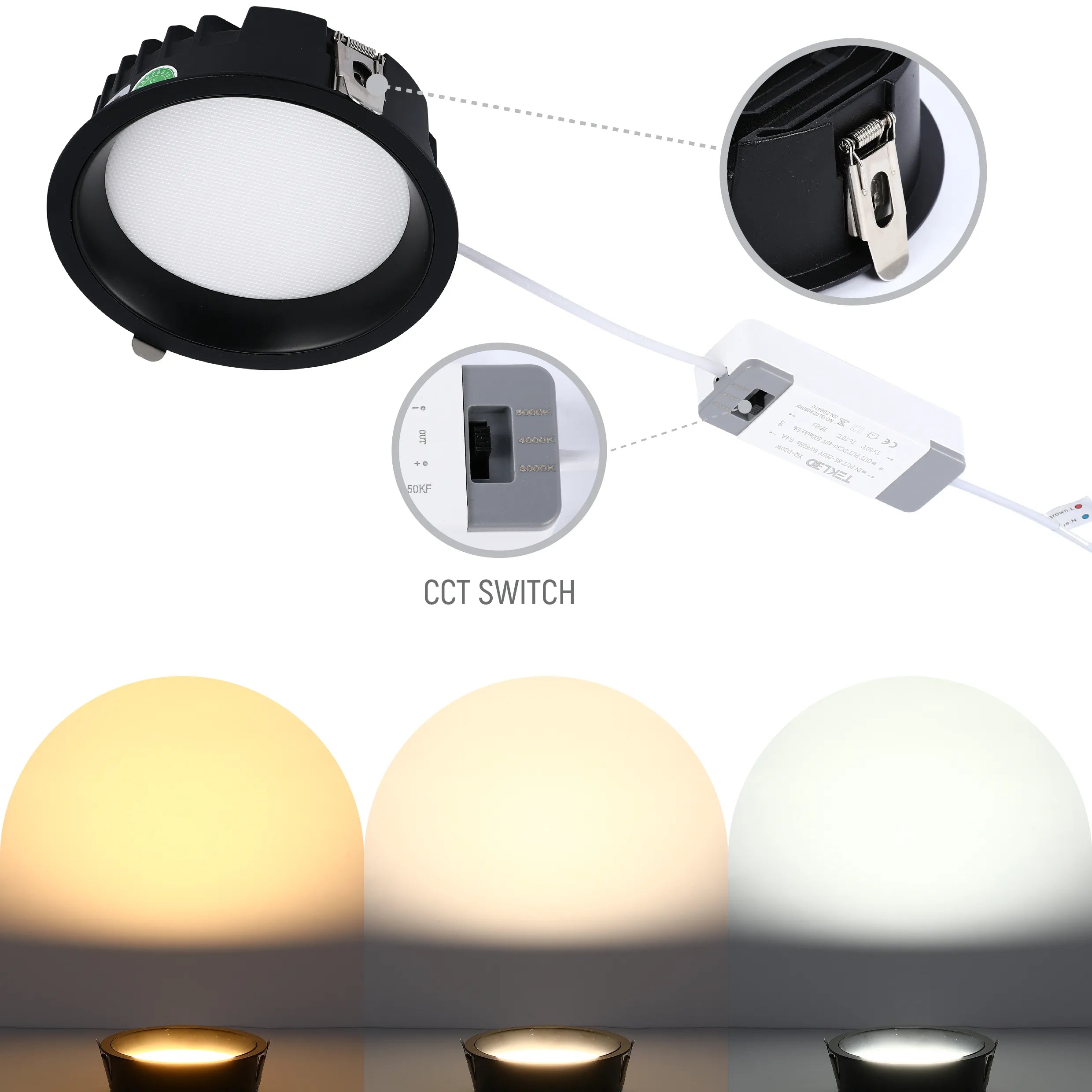 Circular Recessed LED Downlight - Black & White - Multiple Sizes