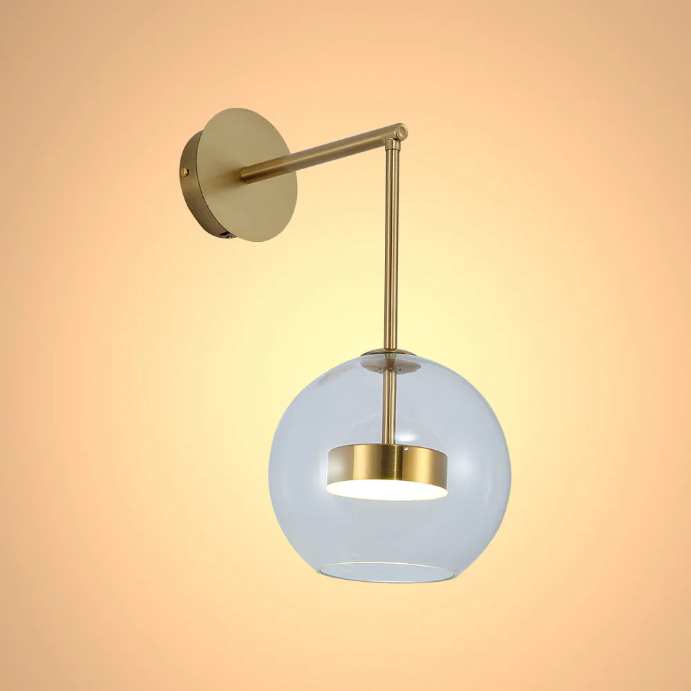 Clear Globe Glass Gold L-Shape Metal Cool Natural White 12W LED Wall Light 1