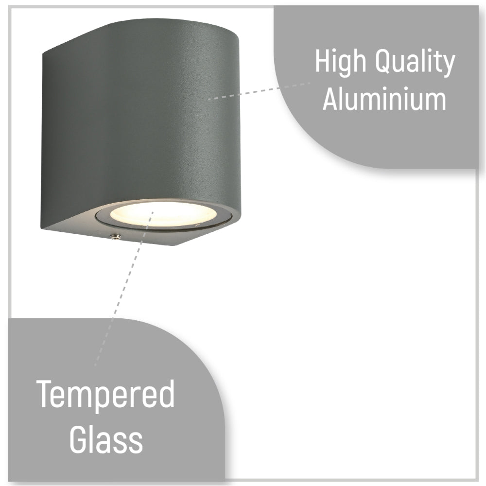 Close up shots of Cylinder Wall Lamp IP54 Grey with GU10 Fitting | TEKLED 182-03349