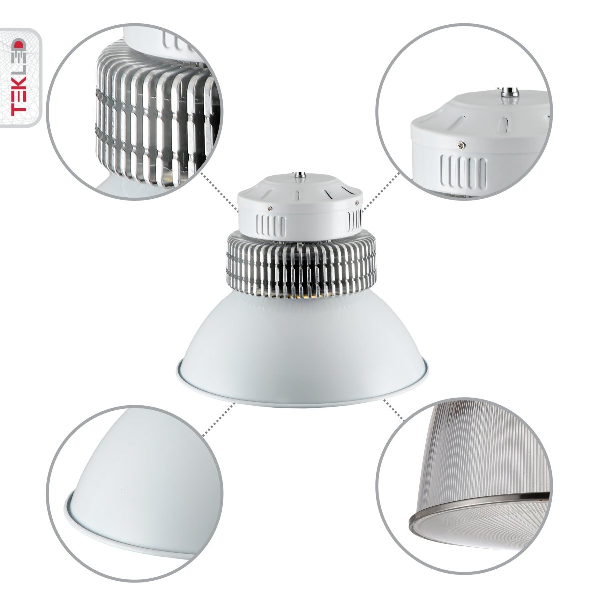 Close up shots of LED Radiator Highbay 150W Cool White 4000K IP20 | TEKLED 230-03562