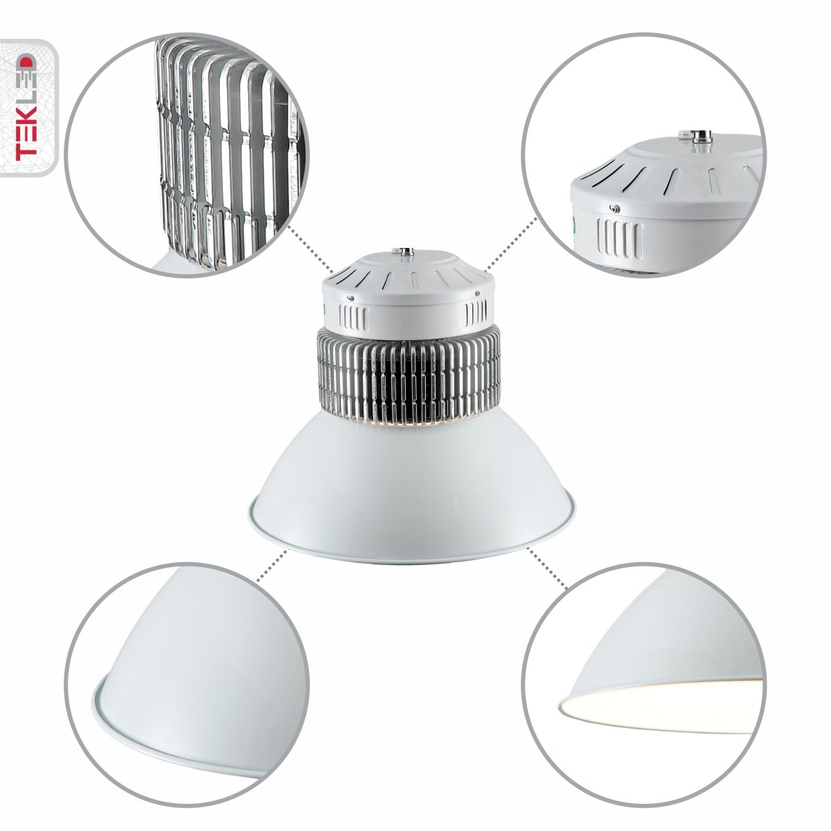Close up shots of LED Radiator Highbay 200W Cool White 4000K IP20 | TEKLED 230-03568