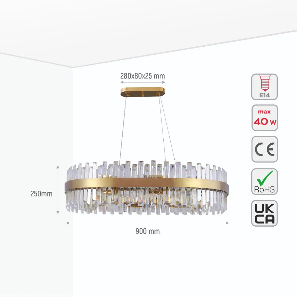 Coffin Crystal Gold Metal Chandelier Ceiling Light E14