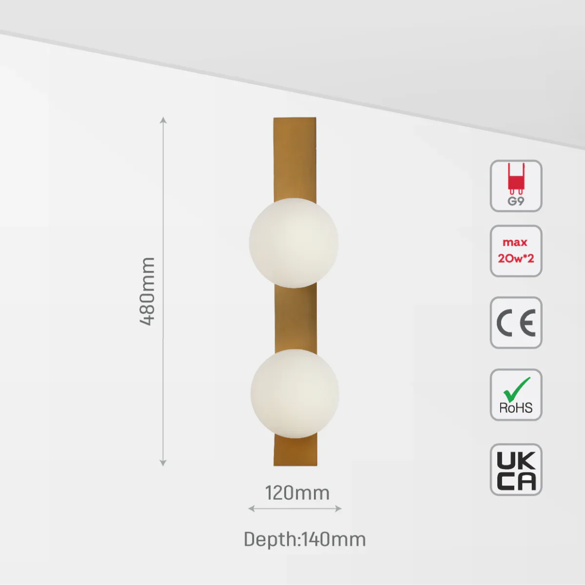 Size and certifications of Contemporary Adjustable Globe Wall Sconce Light 151-19972