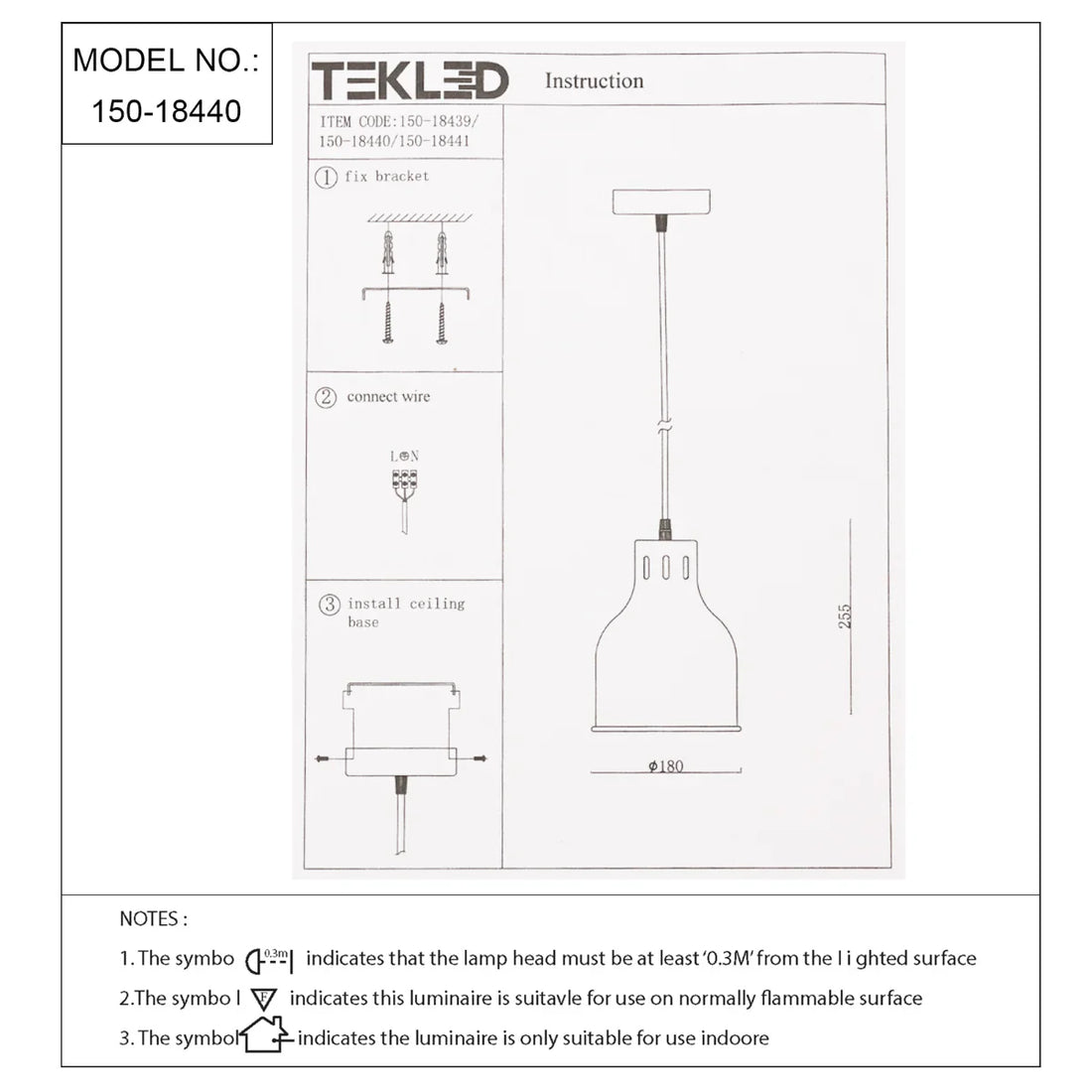 Technical specs of Contemporary Dome-Topped Cylinder Pendant Light 150-18440