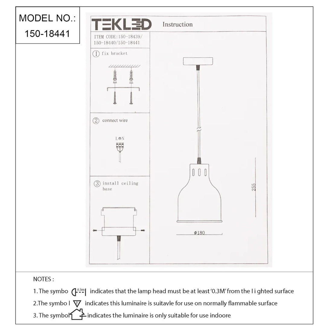 Technical specs of Contemporary Dome-Topped Cylinder Pendant Light 150-18441
