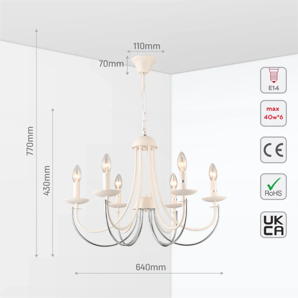 Size and tech specs of Contour Cascade Dual Tone U-Shape Chandelier Ceiling Light | TEKLED 159-17974