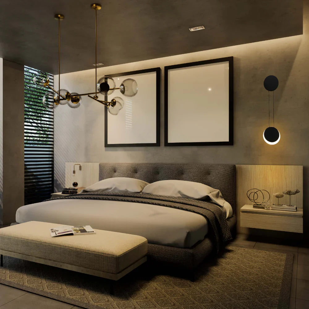 Crescent Sunset Lunar Eclipse Modern Nordic LED Wall Light Black 3000K 8W 4