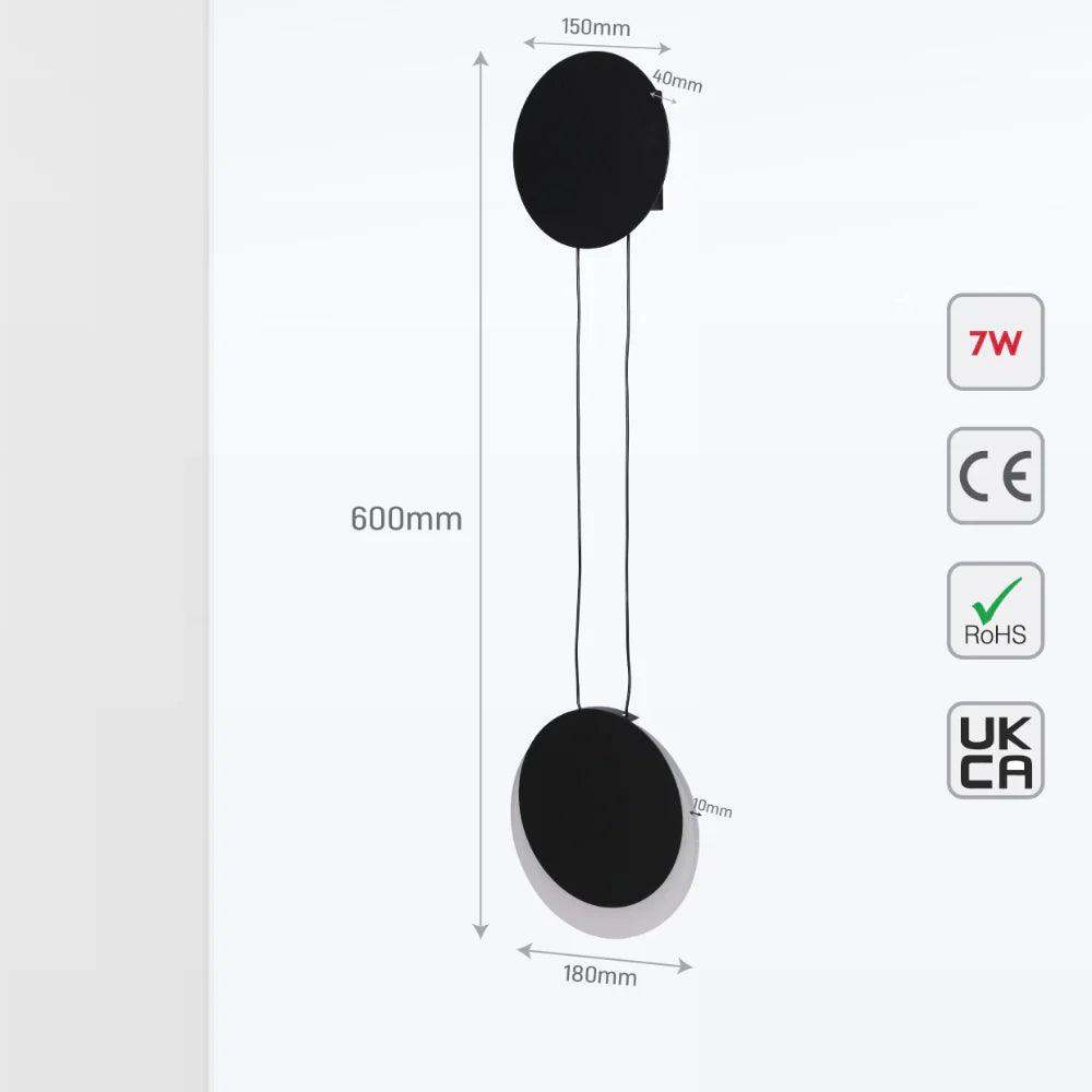 Crescent Sunset Lunar Eclipse Modern Nordic LED Wall Light Black 3000K 8W 5