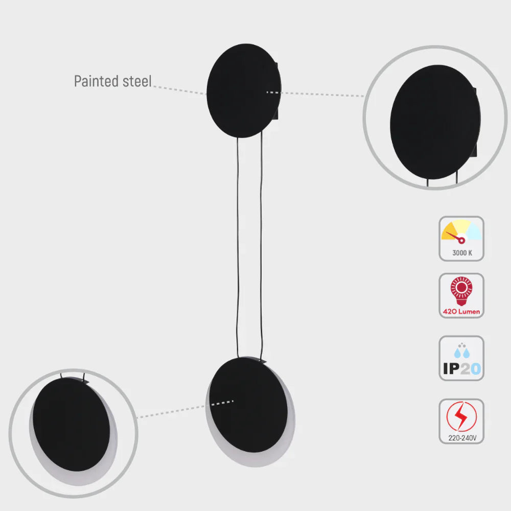 Crescent Sunset Lunar Eclipse Modern Nordic LED Wall Light Black 3000K 8W 6