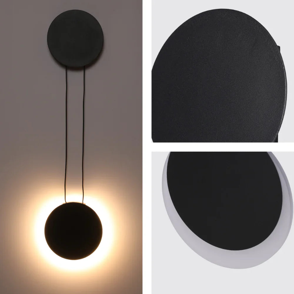 Crescent Sunset Lunar Eclipse Modern Nordic LED Wall Light Black 3000K 8W 7