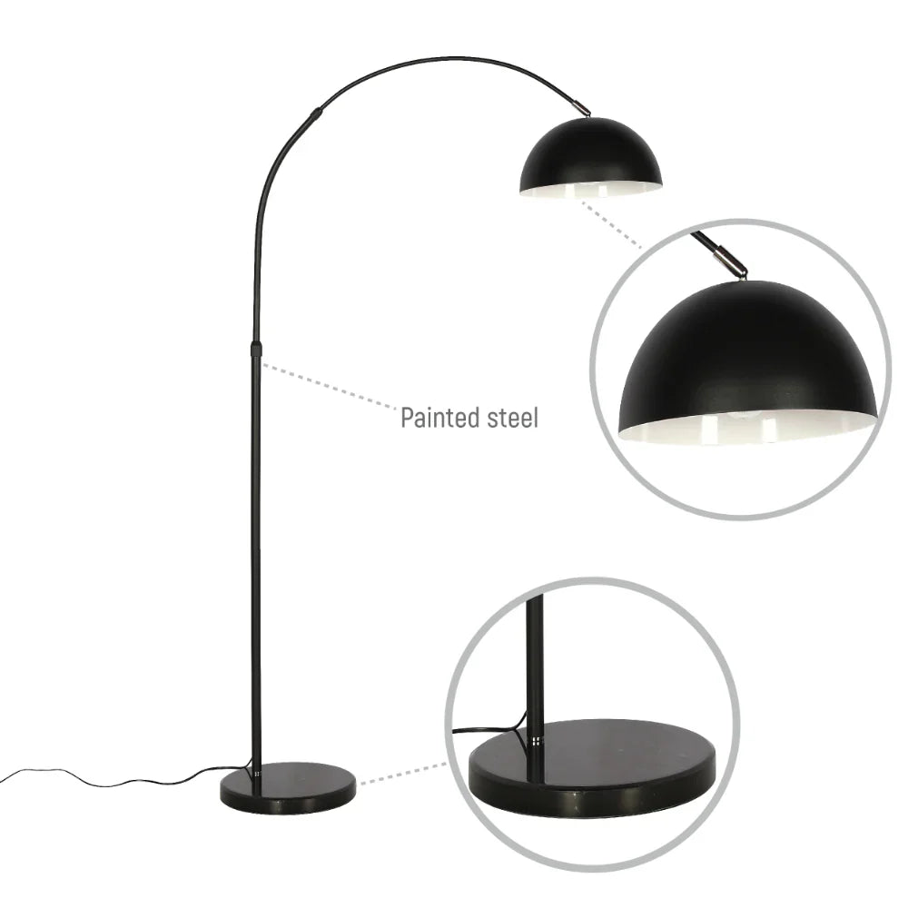 Curved Arc Floor Lamp with Rotatable Dome Shade in Black 6