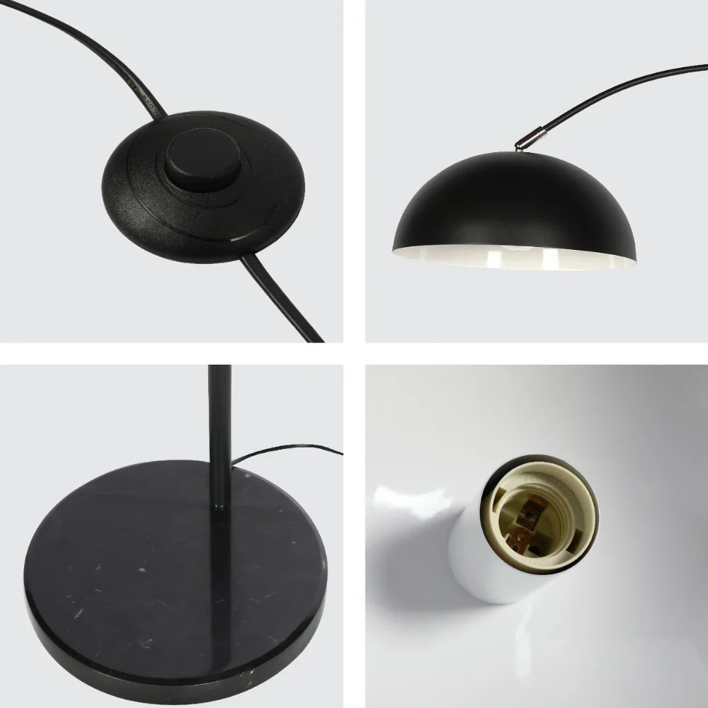 Curved Arc Floor Lamp with Rotatable Dome Shade in Black 7