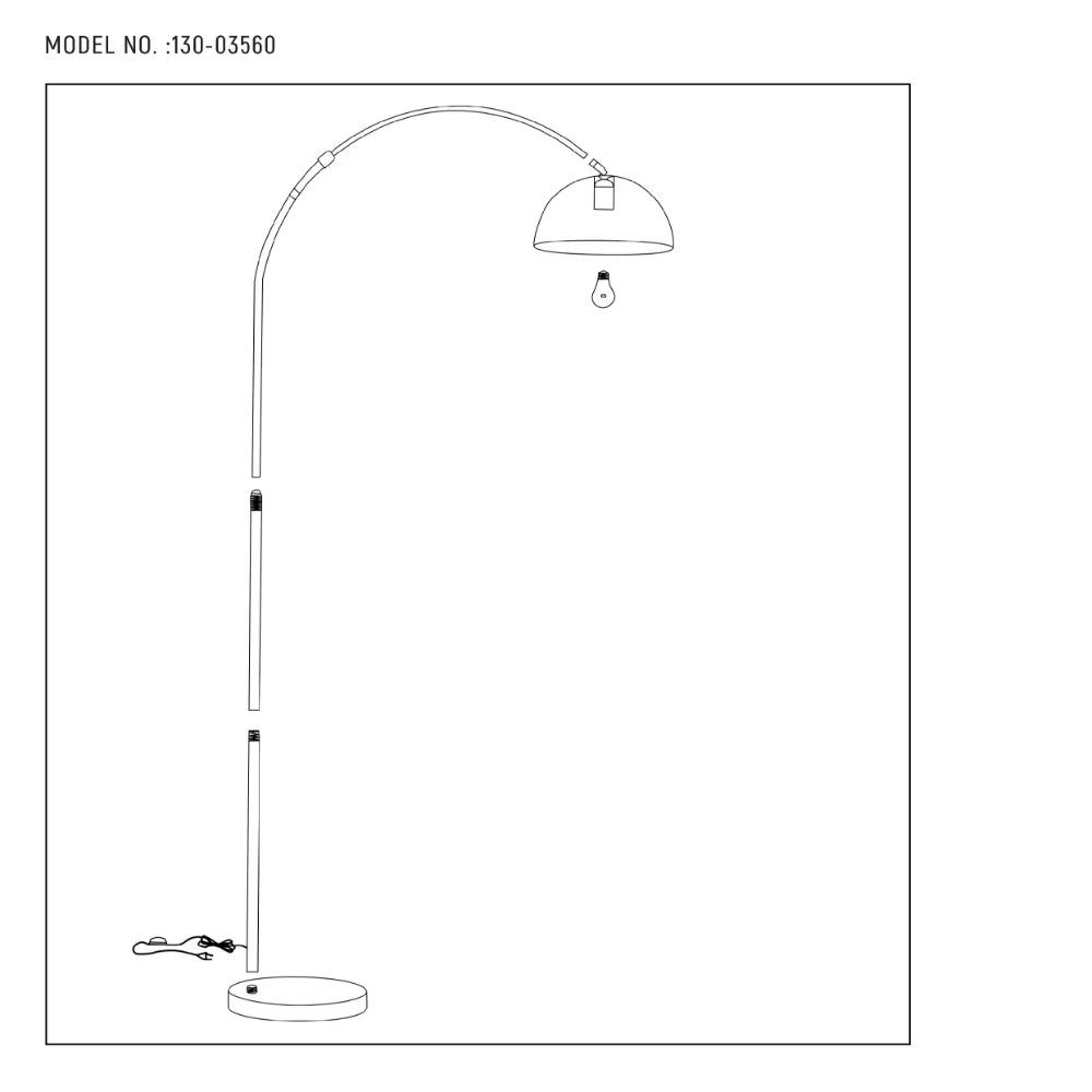 Curved Arc Floor Lamp with Rotatable Dome Shade in Black 8