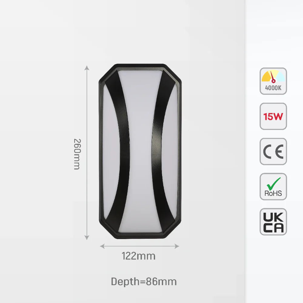 Curved Plastic Modern LED Outdoor Wall Light 15W 10