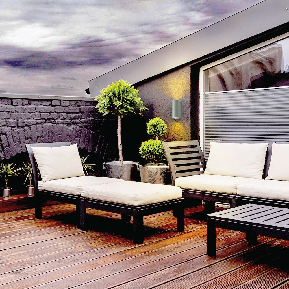 Outdoor application of Up-Down Wall Lamp IP54 Grey with 2xGU10 Fitting | TEKLED 182-03348