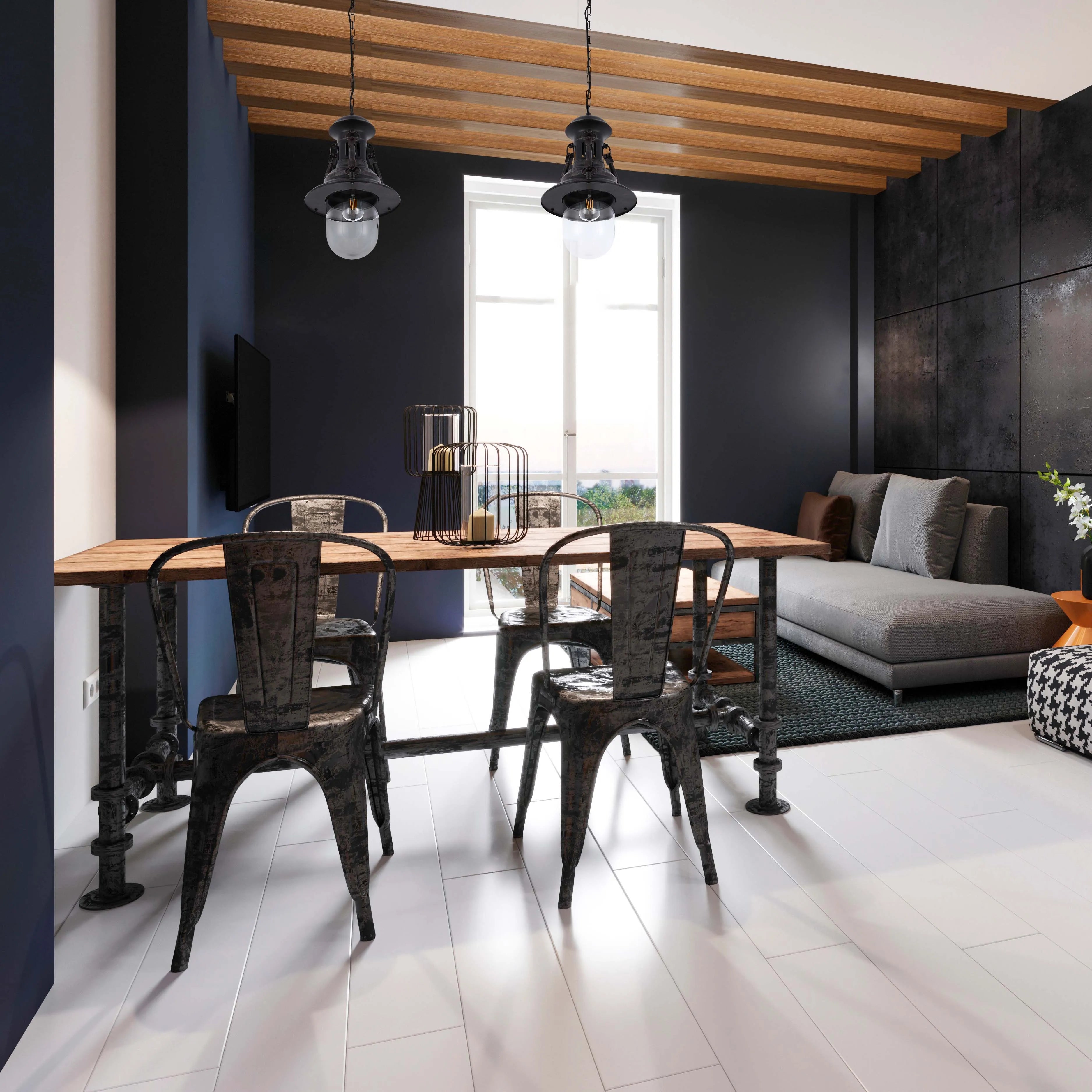 Black Dome Industrial Vintage Pendant Light E27