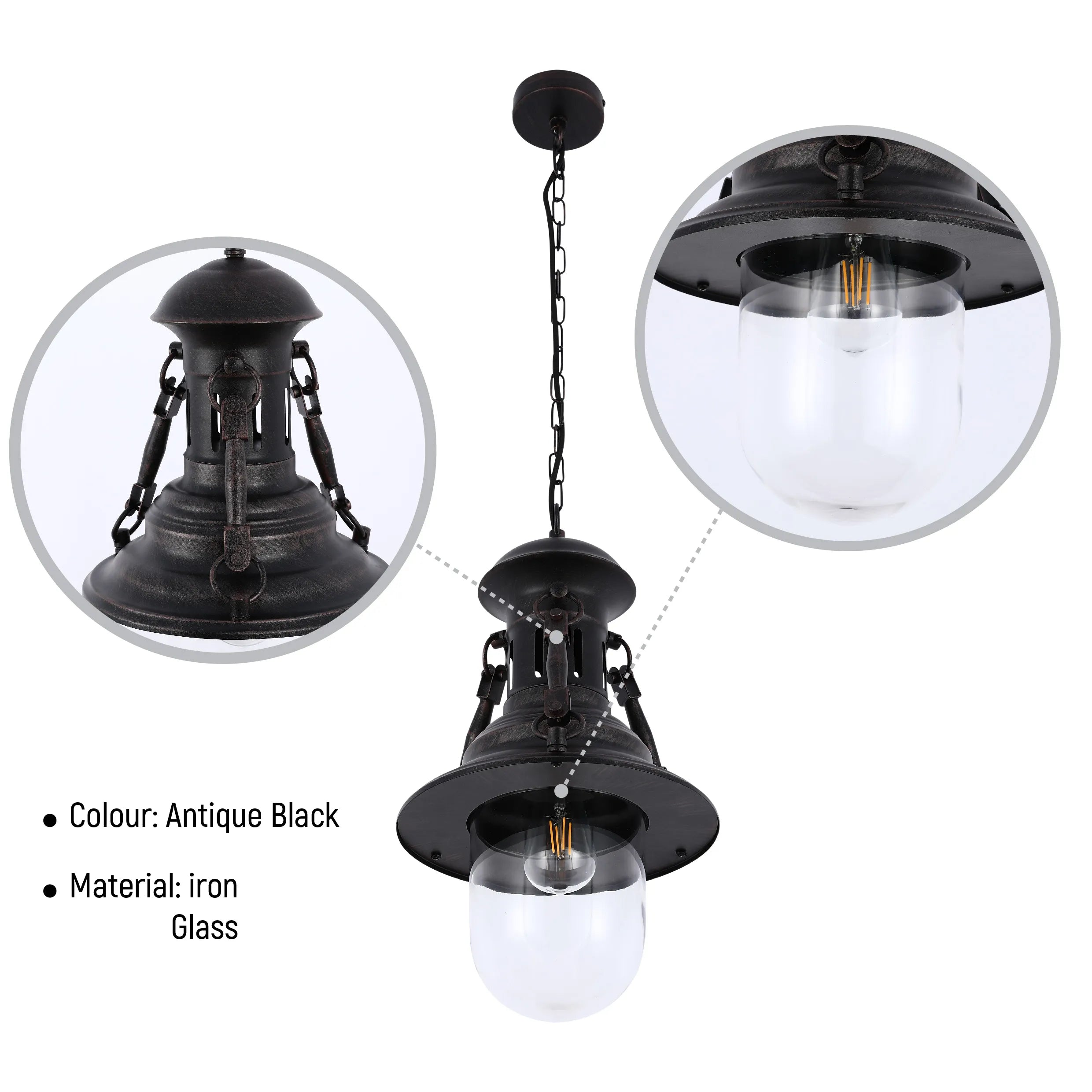 Black Dome Industrial Vintage Pendant Light E27