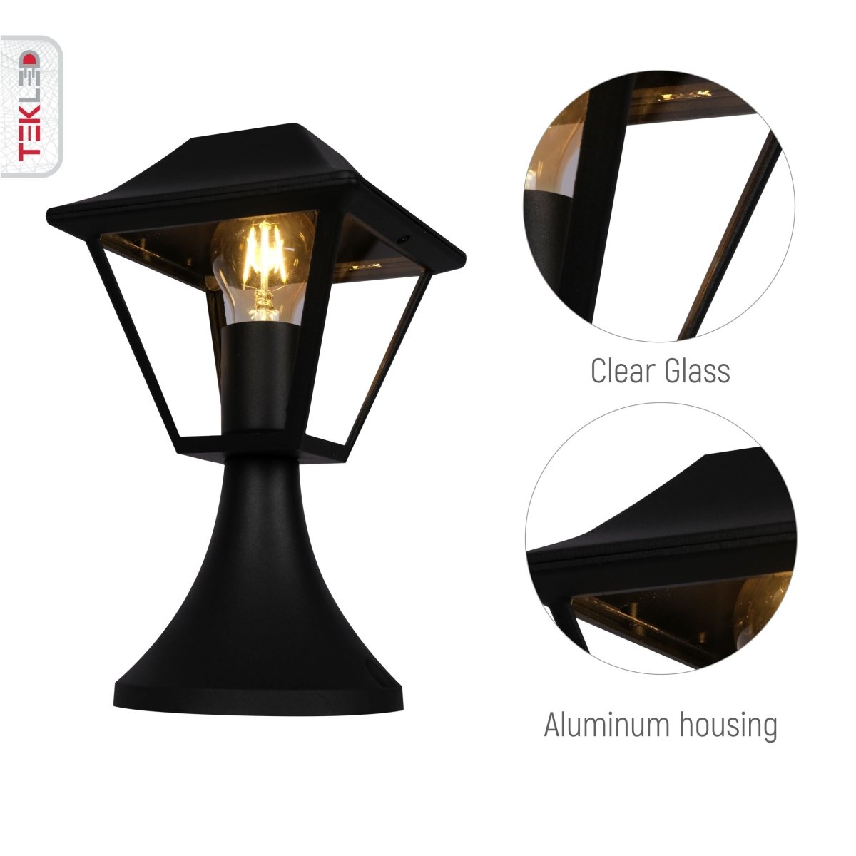 Design closeup image of Stand Lamp Matt Black Clear Glass E27