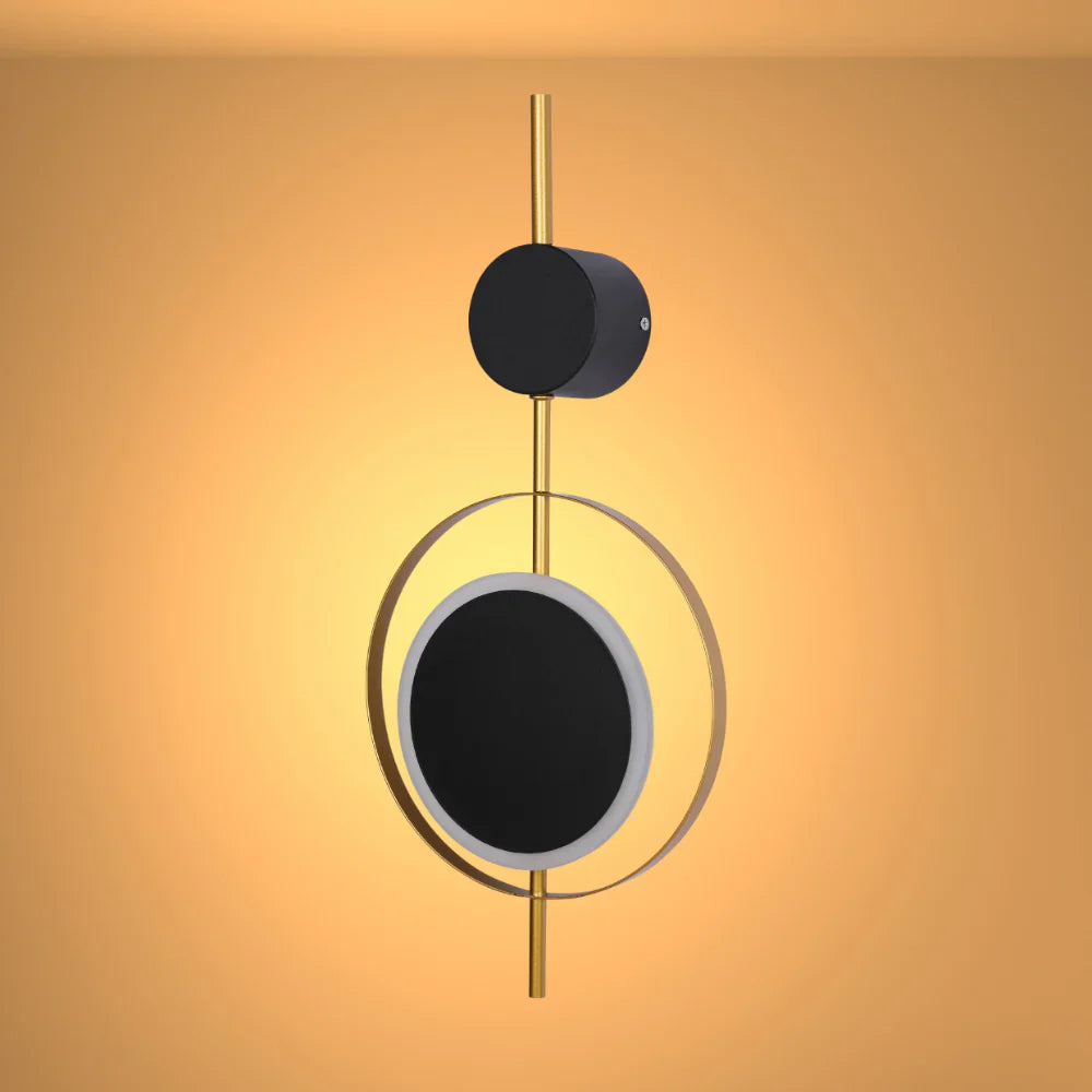 Designer Geometric Black Moon in Gold Circle Modern LED Wall Light 3000K 8W 1