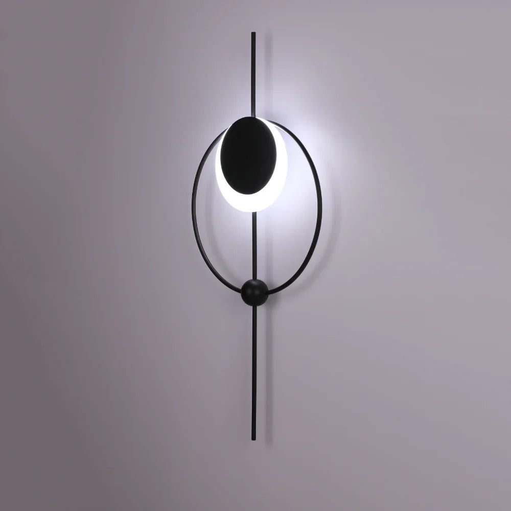 Designer Geometric Moon in Circle Modern LED Wall Light Black 3Color 7W 4