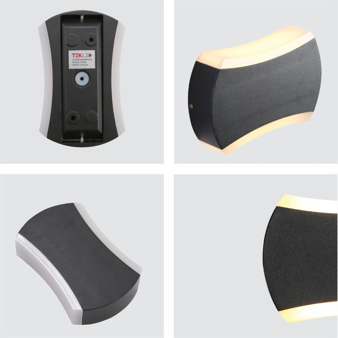 Detailed shots of Black Quatro Arc Up Down Outdoor Modern LED Wall Light | TEKLED 182-03380