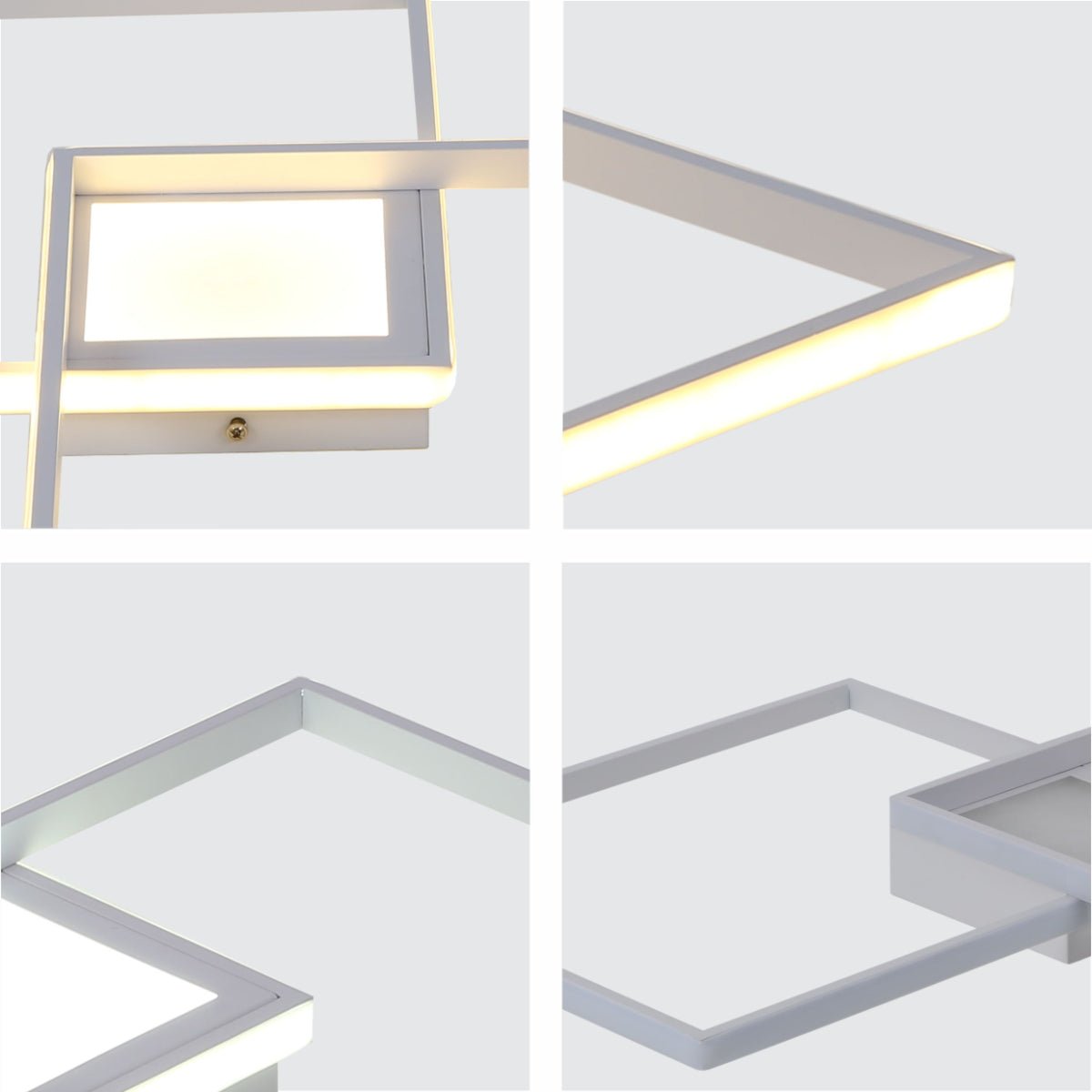 Detailed shots of LED Crossing Squares White Finishing 34W CCT Change Dimmable Contemporary Nordic Scandinavian Flush Ceiling Light with Remote Control | TEKLED 154-17264
