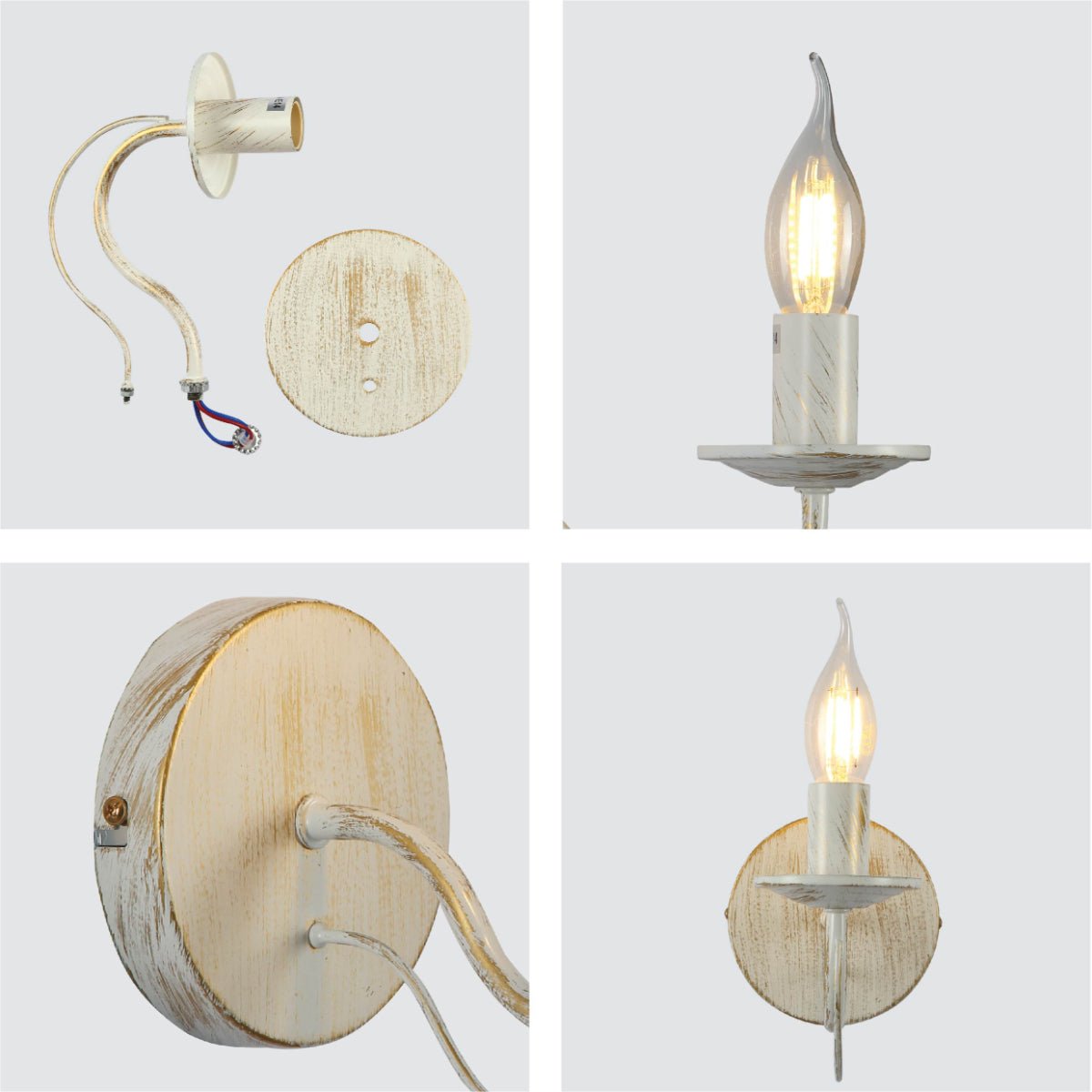 Detailed shots of White Rice Metal Wall Light with E14 Fitting | TEKLED 151-19814