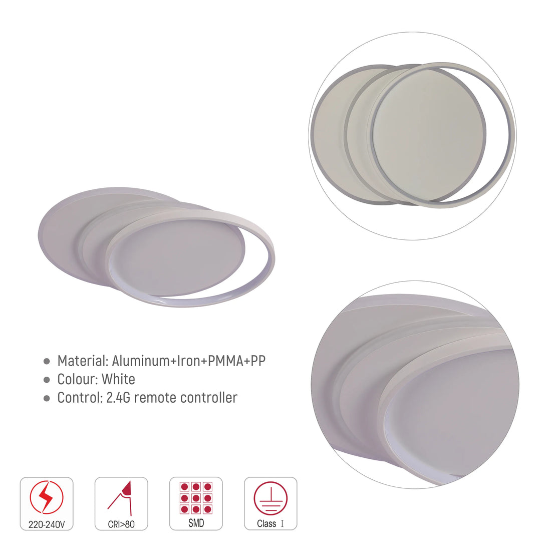 Dimmable CCT Tunable Overlapping Tray LED Ceiling Light with Remote for Bedrooms & Living Rooms, LED Flush Ceiling Light, TEKLED