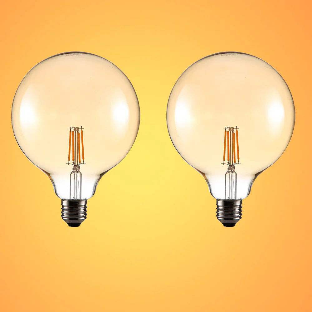LED Dimmable Filament Globe Bulb E27 Edison Screw 6.5W Pack of 2 Warm White 2400K 15