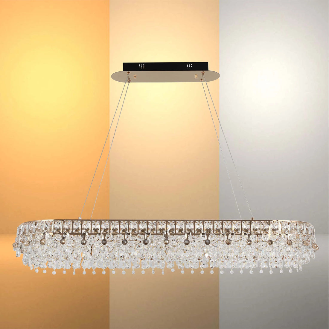 Dimmable Gold Tiered Crystal Chandelier