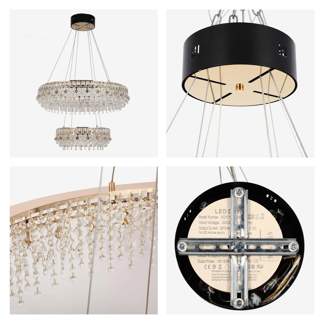 Dimmable Gold Tiered Crystal Chandelier